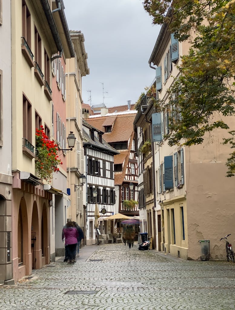 Narrow Street in an Old Town of Strasbourg
